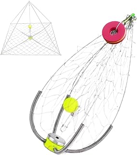 Crab Trap, Automatic Folding Cage, Fishing Catcher Net, Sturdy, Mesh Design, 23.62 Inches, Easy Setup Mechanism, Ideal for Lobster Shrimp Crawfish in Saltwater Freshwater Dock Beach Use