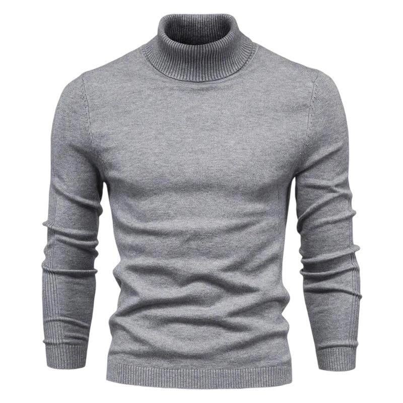 Men's Pullover Sweaters Long Sleeve High Collar Loose Solid Casual Warm Knitted Sweater