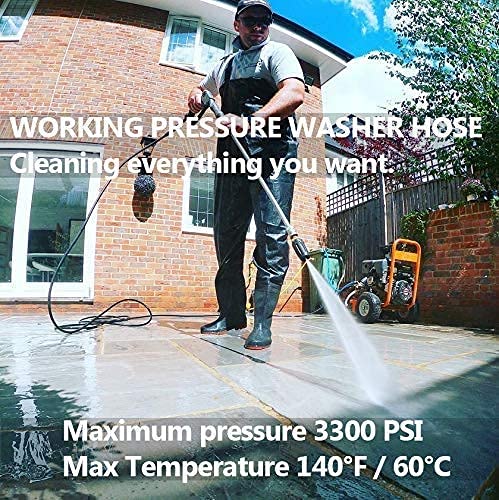 Toolcy Kink Free High Pressure Washer Hose 25Ft 3300Psi 1/4 Inch Replacement Hose And Extension Coupler, Electric And Gas Power Washer #TOP6