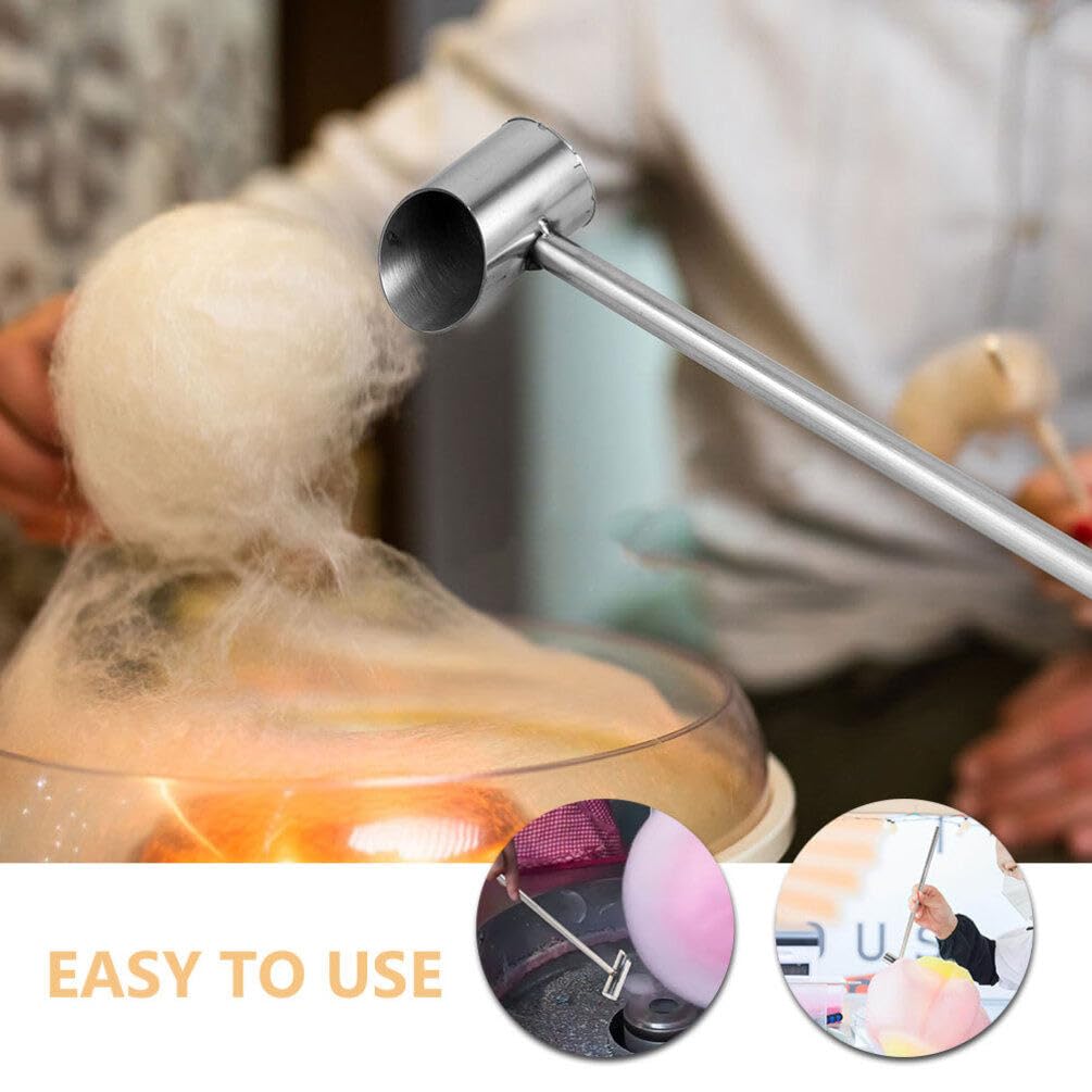 Cabilock Cotton Candy Spoon, 2pcs Marshmallow Machine Spoon Long Handle Stainless Steel Sugar Spoon Cotton Candy Machine Spare Parts for Cotton Candy Floss Scoop