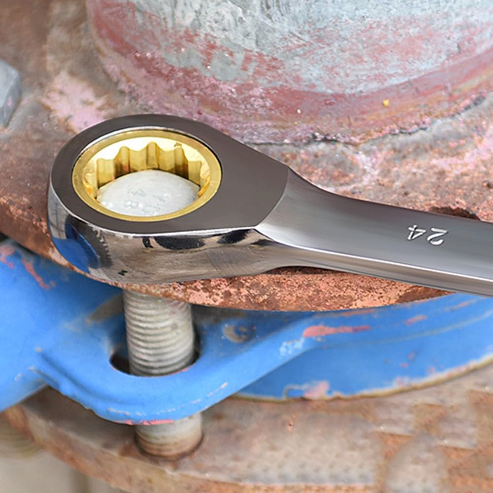 Set di chiavi a cricchetto con sgancio rapido e design Torx a doppio scopo, in acciaio al cromo vanadio a 72 denti, per riparazioni di casa, auto ed elettrodomestici, nero, 8/10/12/19 pezzi, 19