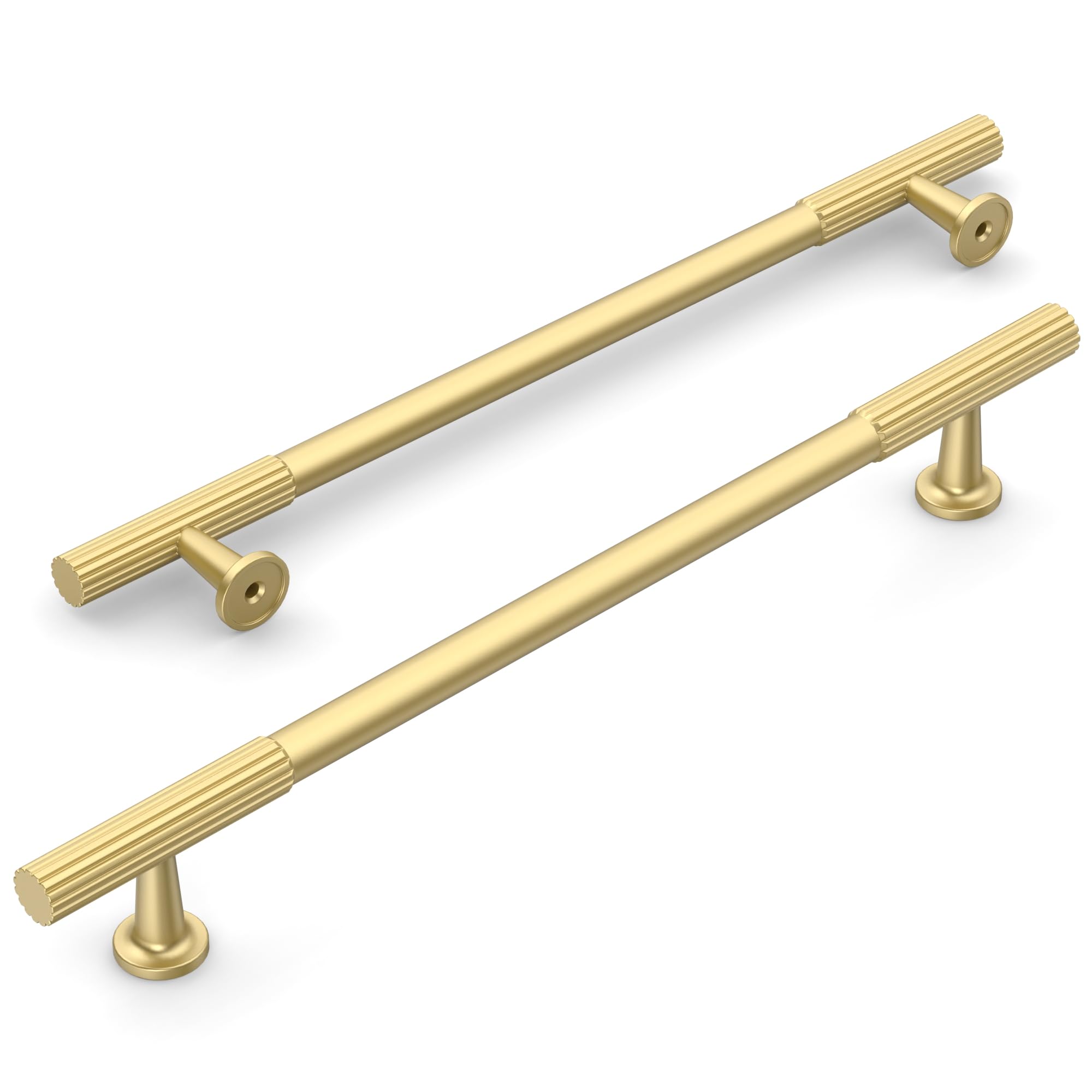 Amerdeco 10 Pack Brushed Gold Cabinet Pulls 10 Inch(254mm) Hole Centers Kitchen Cabinet Handles Solid Zinc Alloy Cabinet Hardware Drawer Pulls AM020 — image 1