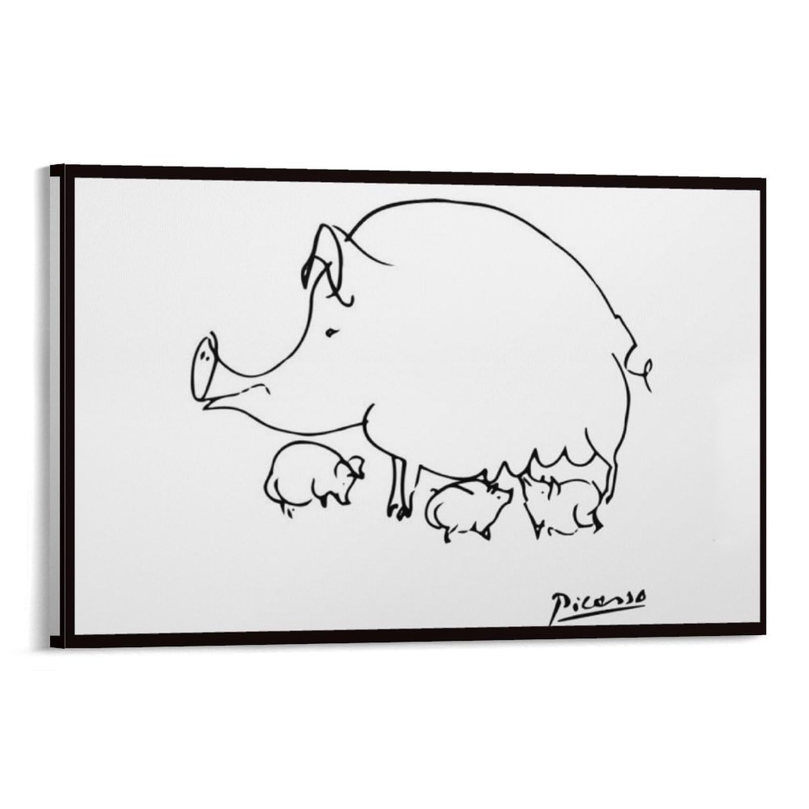 Picasso Poster mit Schwein und Kind, Linienzeichnung, Poster, Leinwand, Wandkunst, dekorativ, Schlafzimmer, modern, Heimdruck, Kunstwerke, 40 x 60 cm