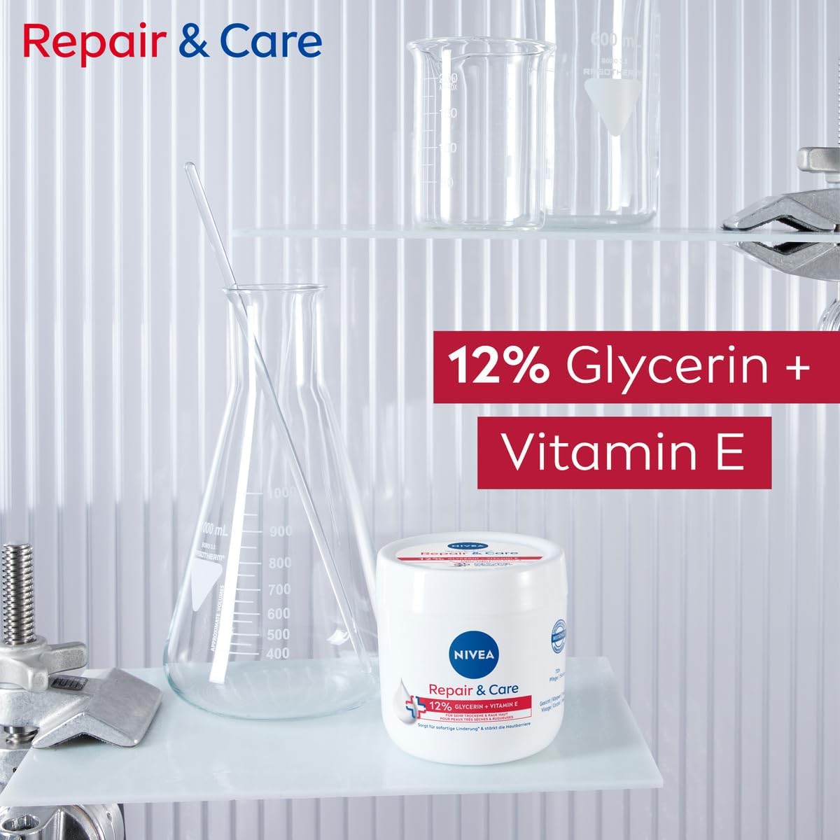 NIVEA Repair Care krem nawilżająco-regenerujący z Gliceryną Prowitaminą B5 i Niacynamidem 400 ml