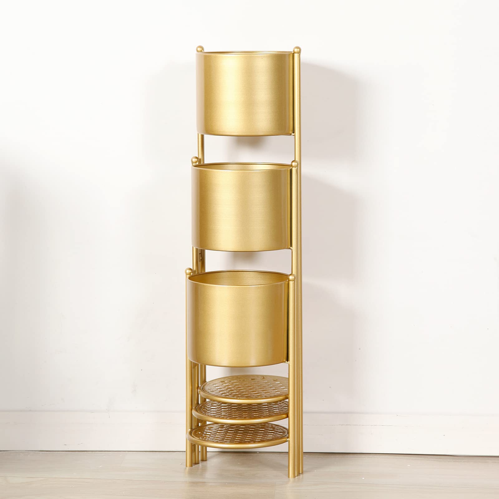 SSS Furniture Corner Plant Stand Indoor Metal, 6 Tier 6 Potted Outdoor Flower Pot Stands Holder Shelves for Living Room, Potted Storage Shelf Rack, Decorative Holder Rack for Multiple Plants (Golden)