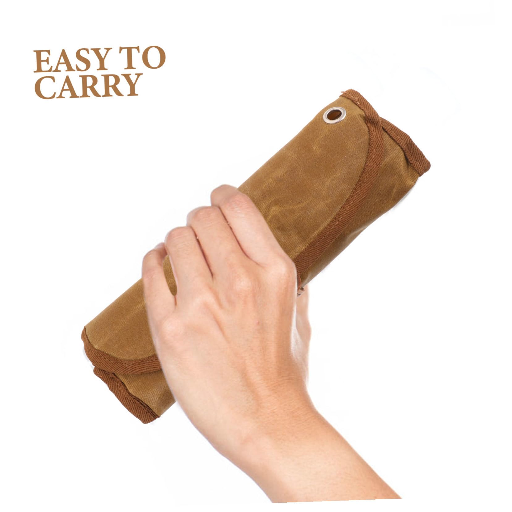 VICASKY Ensemble de Couverts de Pique-niques en Acier Inoxydable avec Paquet en Toile Marron, Compartiment Intégré pour Organiser Ustensiles, pour Randonnée et Camping