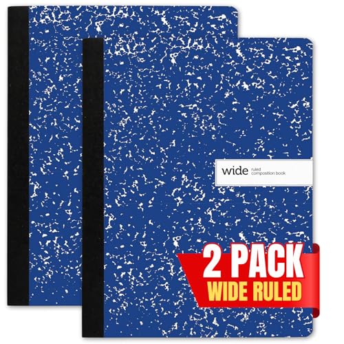 Carnet de composition bleu ligné large 100 feuilles 1InTheOffice pour l'école