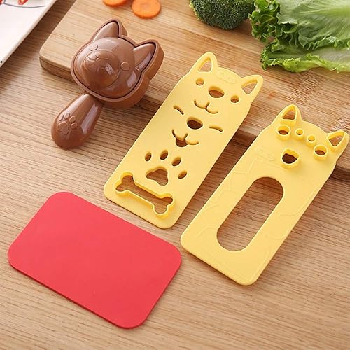 Miniatura 4 de Hofumix Kit de fabricación de sushi, moldes de bolas de arroz, accesorios Bento, moldes de arroz con patrón de perro, moldes para hacer sushi,