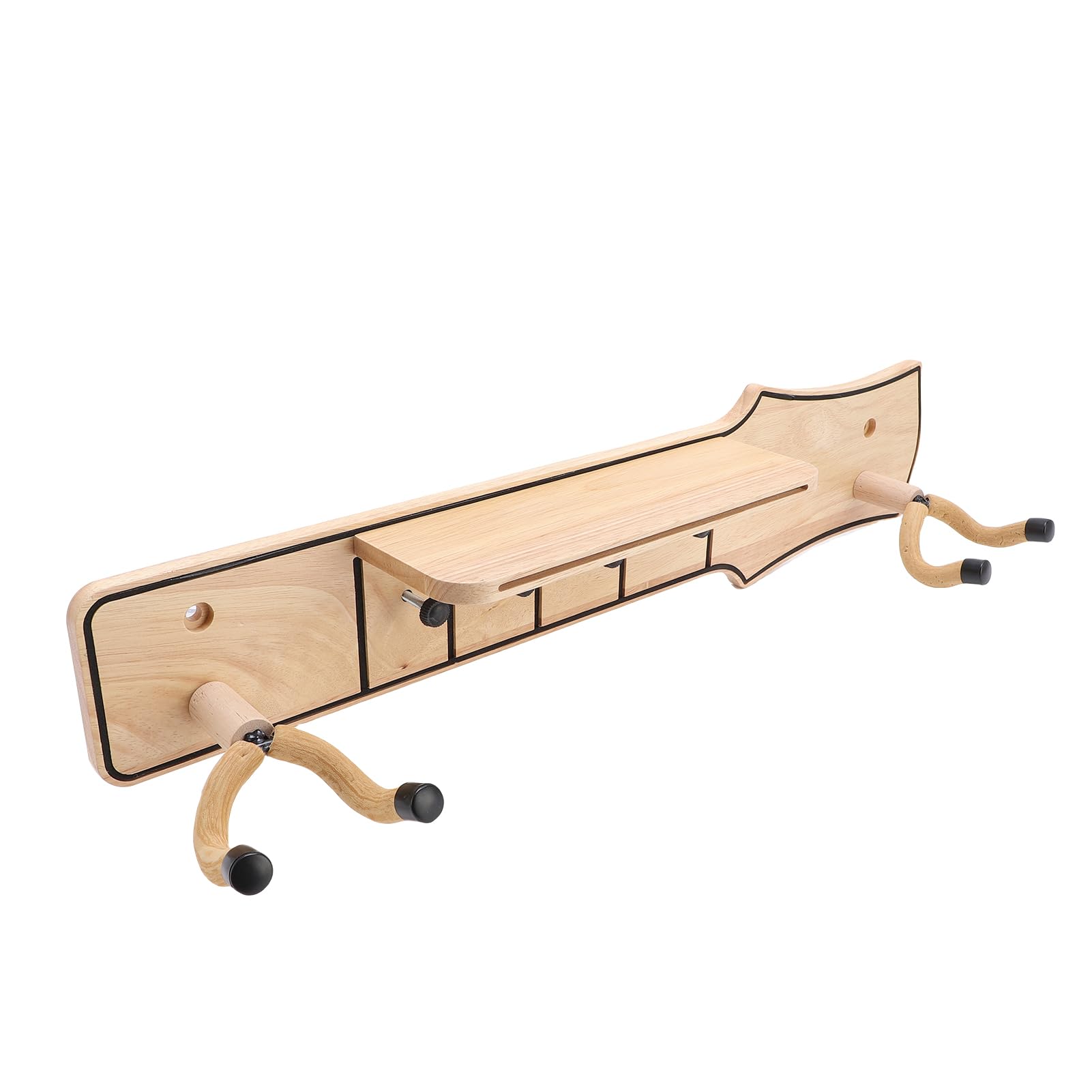 Soporte de Pared para Guitarra con Estante y Soporte para Púas Elegante de Madera Firme y Duradero Perfecto Espacios Ensayo Material único Madera Maciza