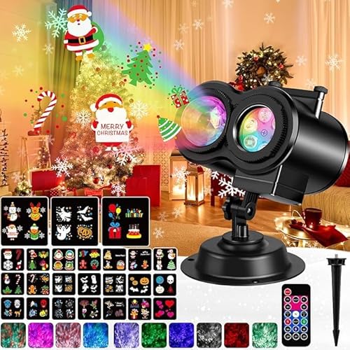 Laliled LED Projektor Weihnachten,Projektorlampe Weihnachtsdeko Aussen mit 24 Muster,Halloween Projektor Wasserdicht Weihnachtsdeko Projektor