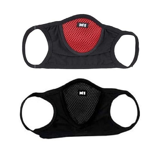 ZaySoo Red/Black Dust Proof Half Face Mask For Bike|Cycle Balaclava for Men & Women (Size: Free, 2 Piece)