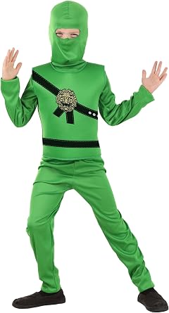 Blue Ninja Master Kids Costume for Boys and Girls, Shadow Warrior Outfit with Dragon Embalm for Halloween