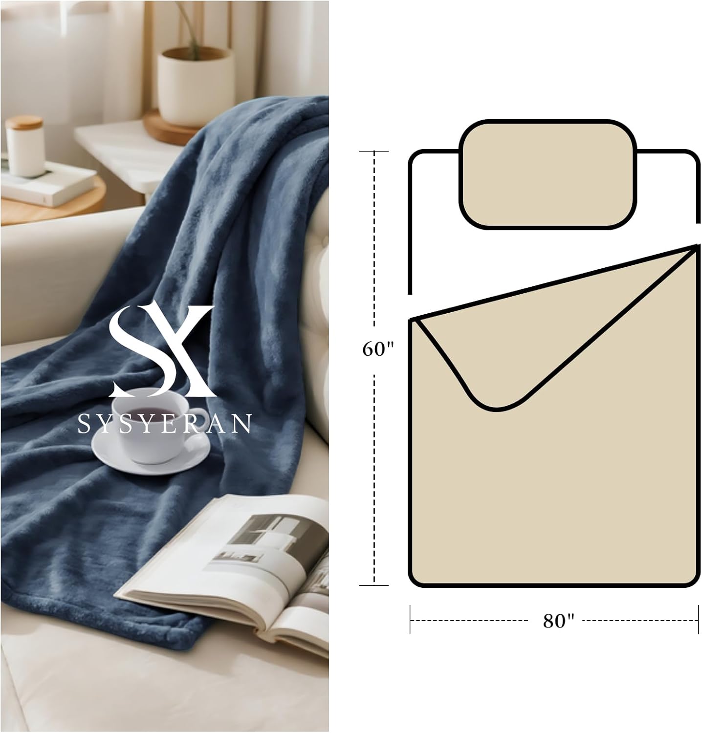 Plush Velvet Fleece Bed Blanket, Lightweight Queen Size Blanket, Soft Fuzzy Cozy Blanket for Couch (Haze Blue, Twin) - Image 3