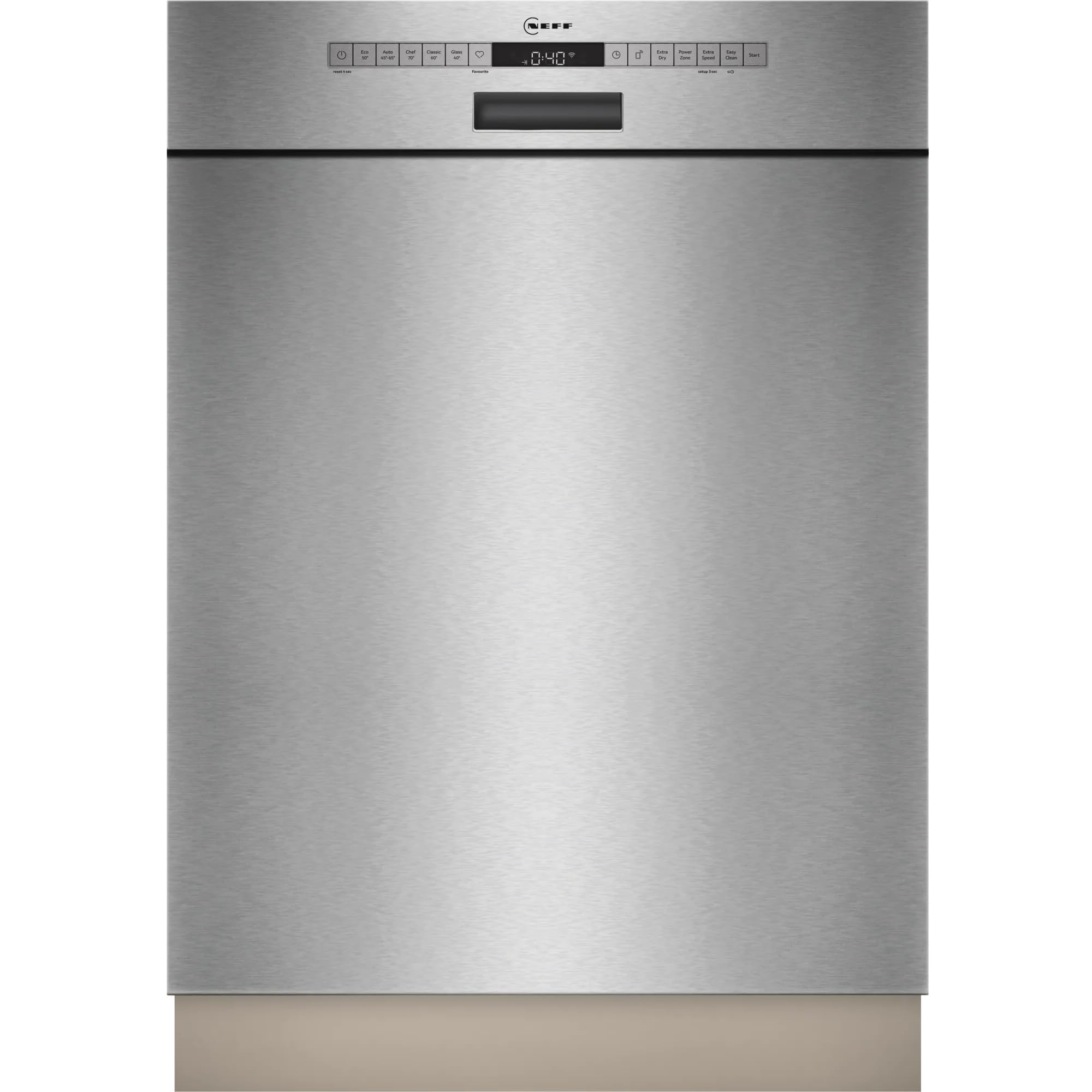 NEFF S125ECS15E, N 50, Lavavajillas empotrables inteligentes de 60 cm, fabricado en Alemania, cajón para cubiertos, muy silencioso, Open Dry, limpieza potente con Chef 70°C, Aqua Stop, acero cepillado