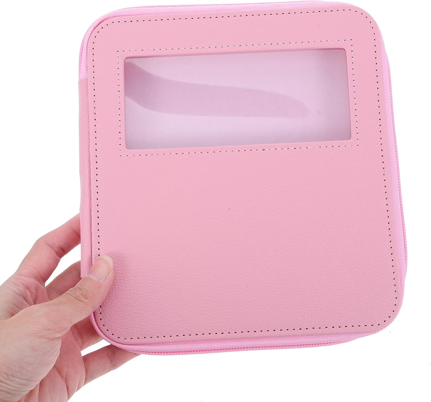 OSOLADY Pu Leather Crochet Hook Organizer Bag for Women, Portable Multifunctional Crochet Storage Case with Yarn Holder, Pink DIY Knitting Accessories Pouch for Crafting and Travel