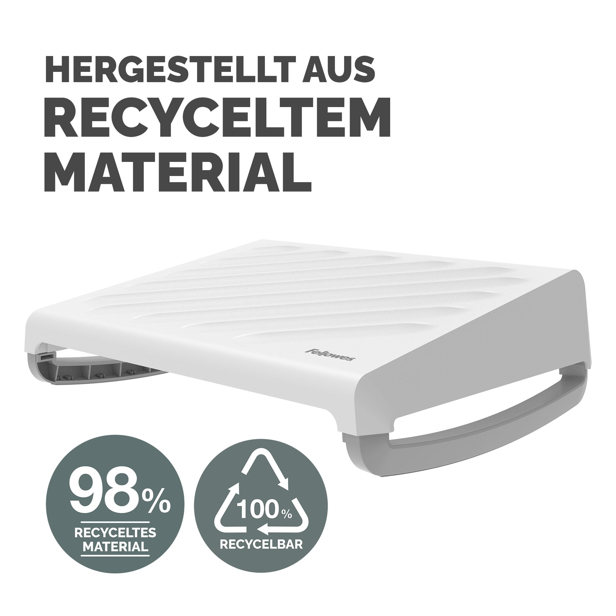 Fellowes Breyta™ – Ergonomische Fußstütze – Verstellbarer Fußhocker für unter den Schreibtisch, für Büro und Zuhause – 98% recycelte Materialien – 100% recycelbar – 5 Jahre Garantie – Weiß