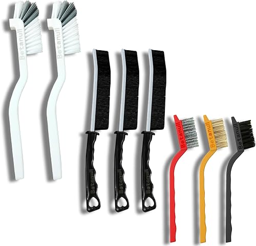 Betanull 8-Piece Crevice Cleaning Brush Set with Hard Bristle, Wire & Bottle Brushes