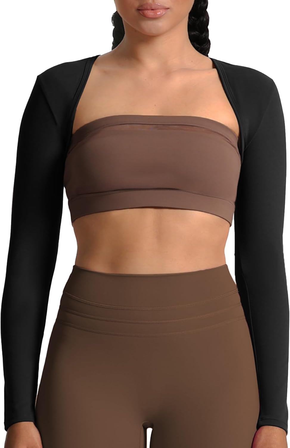 Aoxjox Women's Long Sleeve Open Front Lexi Lined Bolero Shrug Crop Top Cardigan