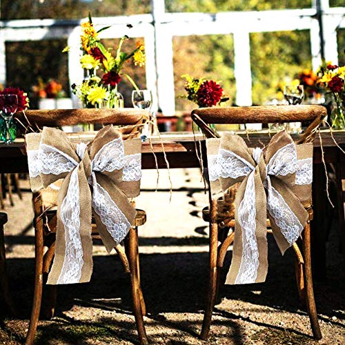 Aokbean 4 Pcs Burlap Lace Sash Set Burlap Table Runner Chair Sash Table Sashes Bows Party Decoration For Rustic Wedding Centerpieces And Bridal Showers Diy Crafts 6X108 Inch #TOP2