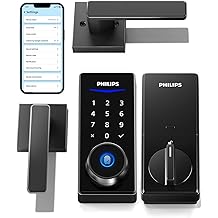 Philips Smart Lock with Handles, Keyless Entry Door Lock Set, Smart Door Lock with 2 Level Handles, Digital Keypad Deadbolt for Front Door, App Fingerprint PIN Code Unlocking, Auto Locking