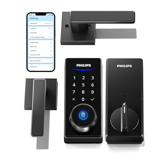 Philips Smart Lock with Handles, Keyless Entry Door Lock Set, Smart Door Lock with 2 Level Handles, Digital Keypad Deadbolt for Front Door, App Unlock, Fingerprint Unlock, PIN Code Unlock, Auto Lock