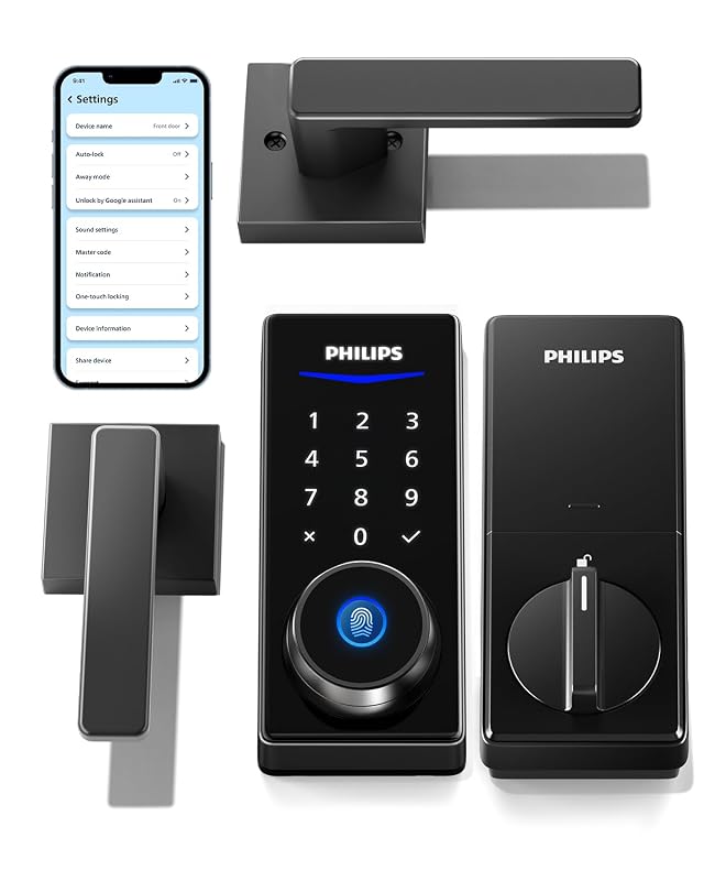 Philips Smart Lock with Handles Keyless Entry Door Lock Set Keypad Door Lock with 2 Level Handles Digital