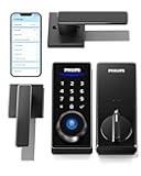 Smart Lock with Handles, Keyless Entry Door Lock Set, Smart Door Lock with 2 Level Handles, Digital Keypad Deadbolt for Front Door, App Fingerprint PIN Code Unlocking, Auto Locking