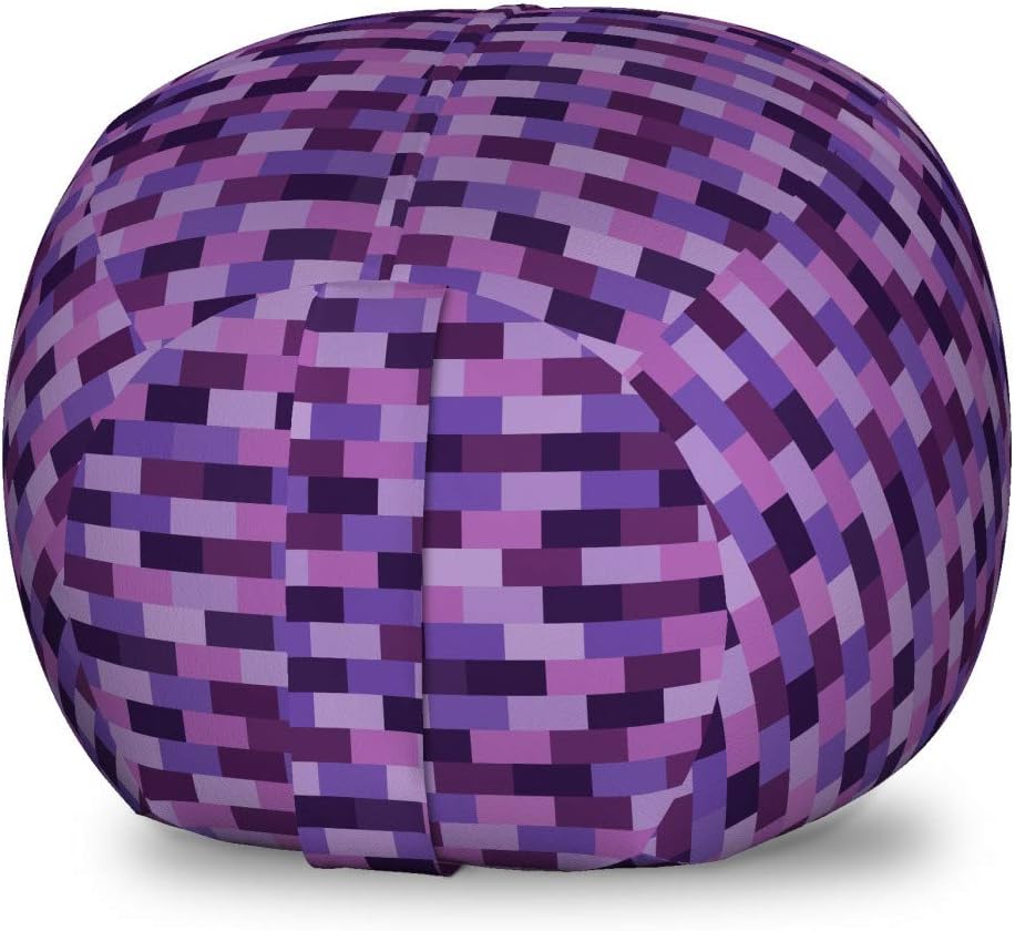 Ambesonne Purple Storage Toy Bag Chair, Abstract Graphic Designed Geometrical Repetitive Rectangle Mosaic Blocks Shapes, Stuffed Animal Organizer Washable Bag, Small Size, Multicolor