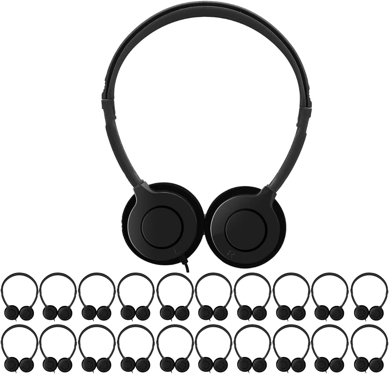 30 Pack Bulk Headphones for Kids Students School Classroom Adjustable with 3.5 mm Jack for Library Children Adults(005 Black Headphones)