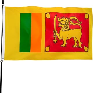 DANF Sri Lanka Flag 3x5 Ft Thick Polyester, Fade Resistant, Brass Grommets, Canvas Header Republic of Sri Lanka National Flags with 3 X 5 Feet