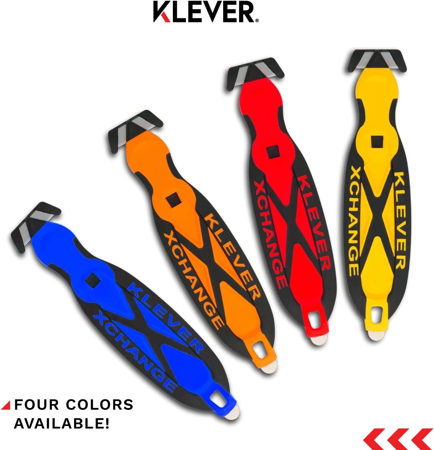 Klever X-Change Box Cutter, Klever Kutter Package Opener Narrow Cut Head, Carbon Steel Blade Utility Knife, Cuts Boxes, Film, Tape and More, Orange, 10 Pack (KCJ-XC-20G)