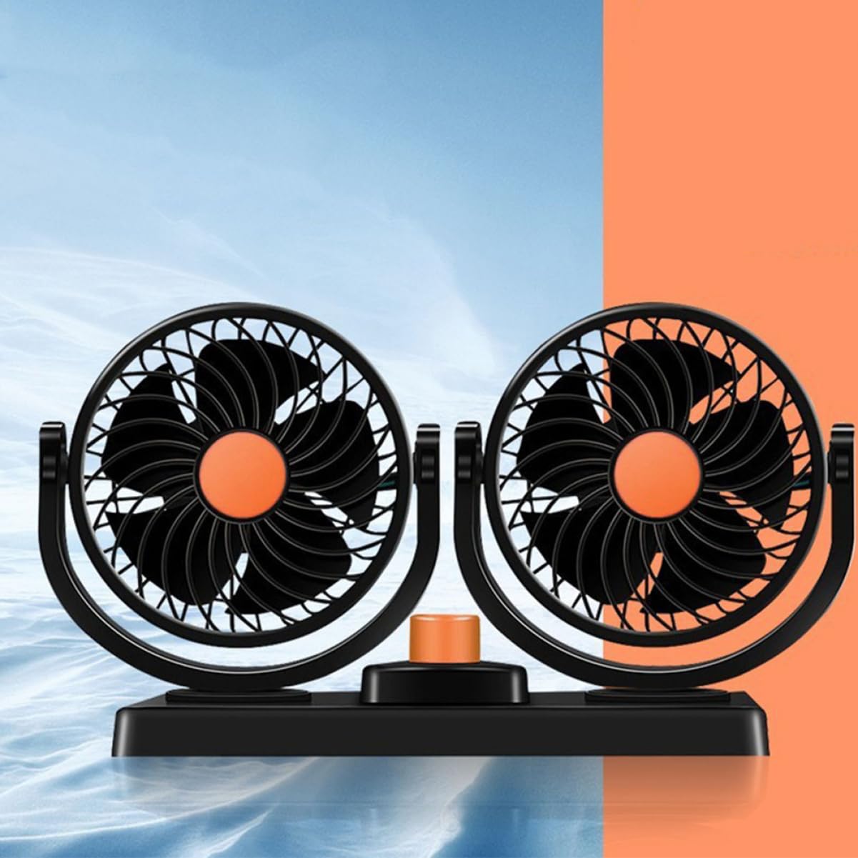ULTECHNOVO 24v Dual Car Fan Portable Dashboard Fan for SUV Truck Rotatable Cooling Heavy Duty Design for Efficient Airflow for Vehicles Road Trips