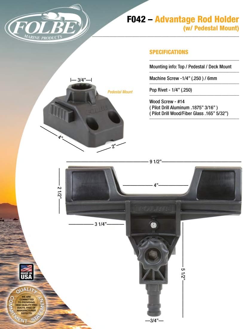 Folbe F042 - Advantage Fishing Rod Holder with Pedestal (Top Deck) Mount