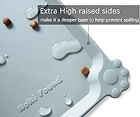 Vista 2 de Hoki Found - Bandeja de silicona para comida de mascotas, tamaño L, tapetes antideslizantes para comederos de perros y gatos, impermeable, tapetes