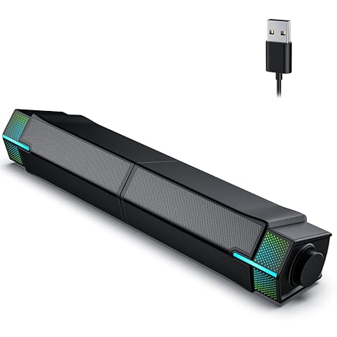 Jeecoo M20 Bluetooth Computer Speakers for PC Desktop Monitor Gaming PC Sound Bar - Wired USB-Powered Superb Stereo