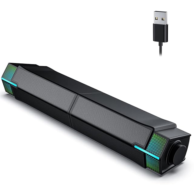 Jeecoo M20 Bluetooth Computer Speakers for PC Desktop Monitor Gaming PC Sound Bar - Wired USB-Powered Superb Stereo