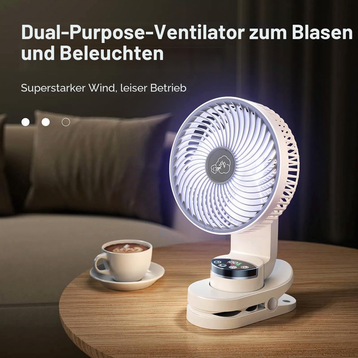 10000mAh Mini USB Clip Ventilator mit akku,3 in 1 Clip Fan Tischventilator mit Led Anzeige, 360°Drehung, tischventilator sehr leise für Schlafzimme Büro Ausflüge Auto Camping Zuhause