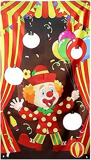 INOOMP Clown Throwing Hanging Flags Sandbag Game Flags Funny Outdoor Throwing Game Circus Troup Sandbag Game Flags ( 3pcs Random Color Sandbags Number 1 Style )