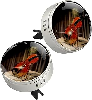 Z&Q Diffuseur d'huile de Voiture Musique Violon Humidificateur Aromathérapie Clip de Rangement avec 4 Coussinets supplémentaires PE 33.8mmX46.4mm