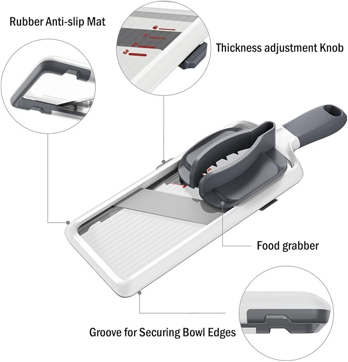 Mandolina ajustable para cocina con soporte de seguridad miniatura 4