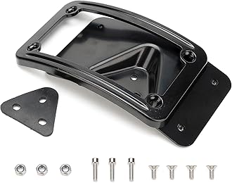 3148 Curved Laydown License Plate Mount with Frame Compatible with Harley Davidson 3 Hole Mount (Black)