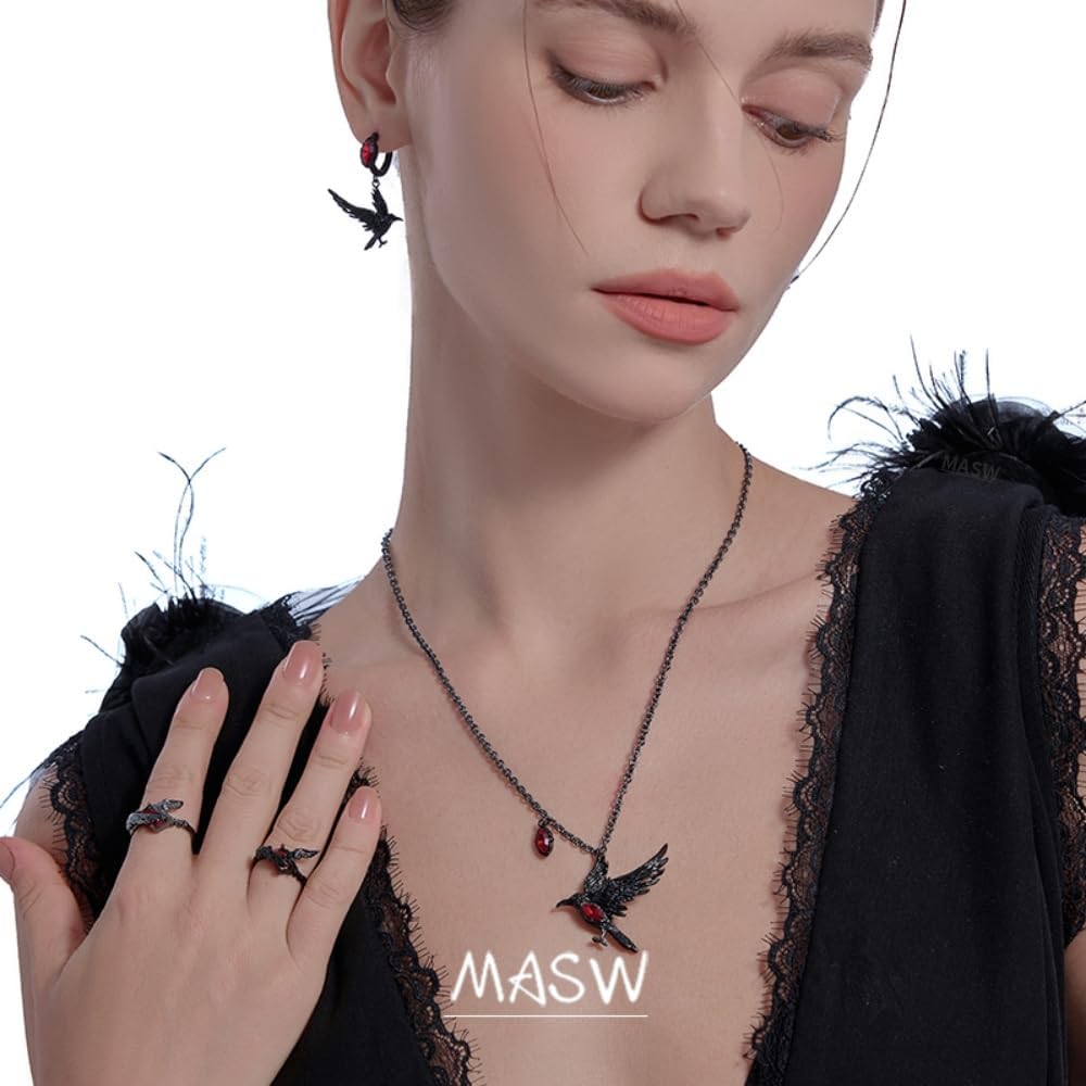 Hip Hop Style Gothic Crow Earrings Red Pendant Earrings Personalized Animal Accessories Fashion Women's Accessories - Image 3
