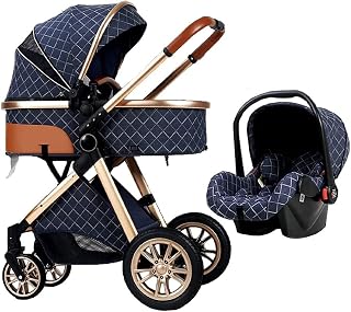 Folding Baby Stroller, Portable Trolley can sit or Lie Down, Two-Way high Landscape Walking Baby Artifact, Baby Dolly Aluminum Structure, 5-Point Harness for Infant & Toddler (Color : Dark Grey 1) (
