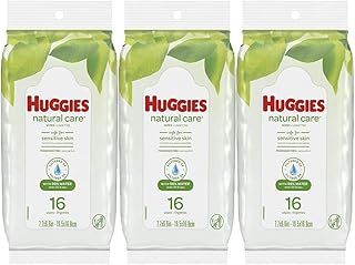 HUGGIES Natural Care Fragrance Free baby Wipes 16 Count (3 Pack)