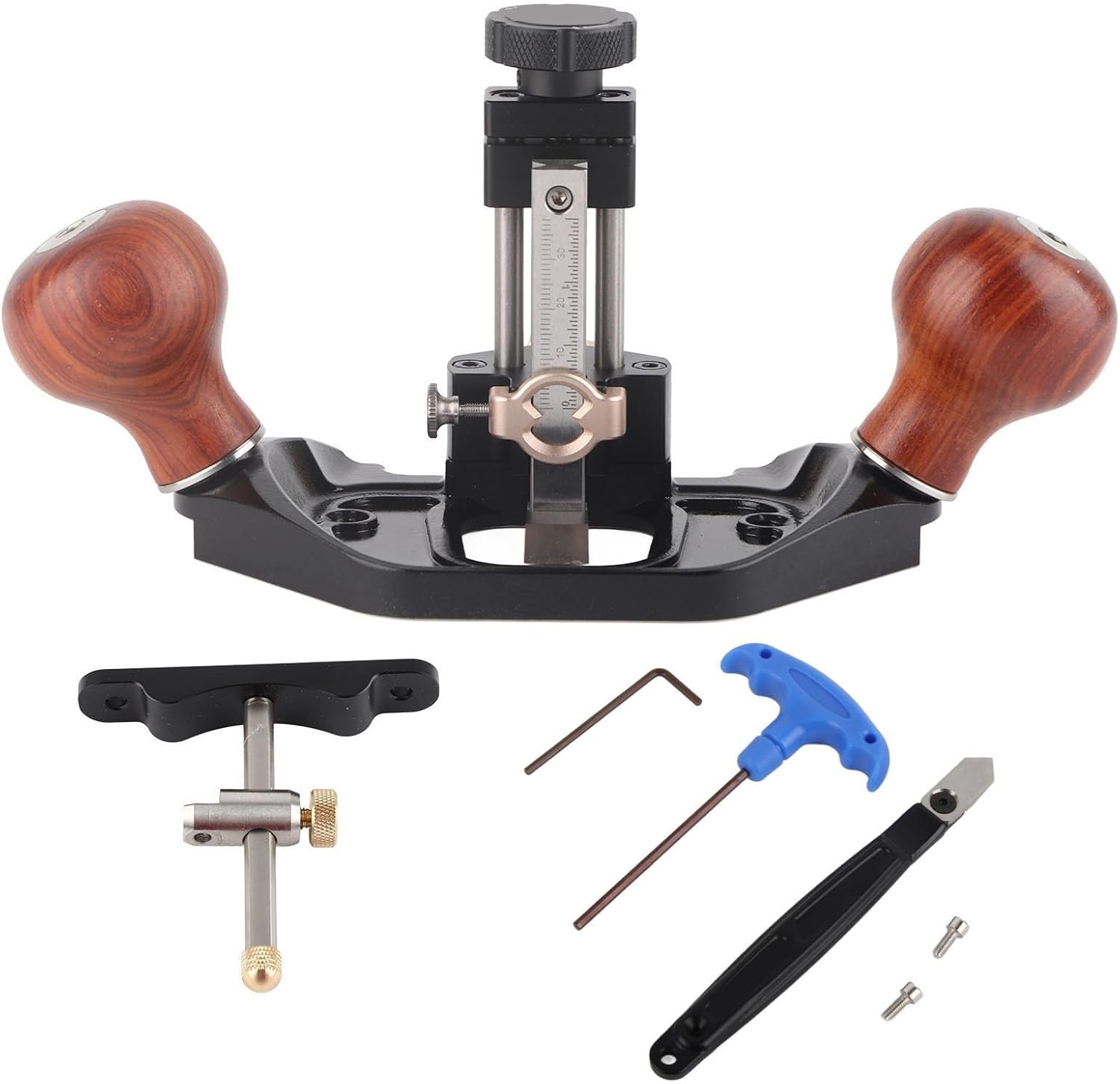 Router Plane Woodworking Tool Adjustable Precision Trimming Hand Planer for Smoothing Wood Edges with Aluminum Alloy Base and Wood Handle