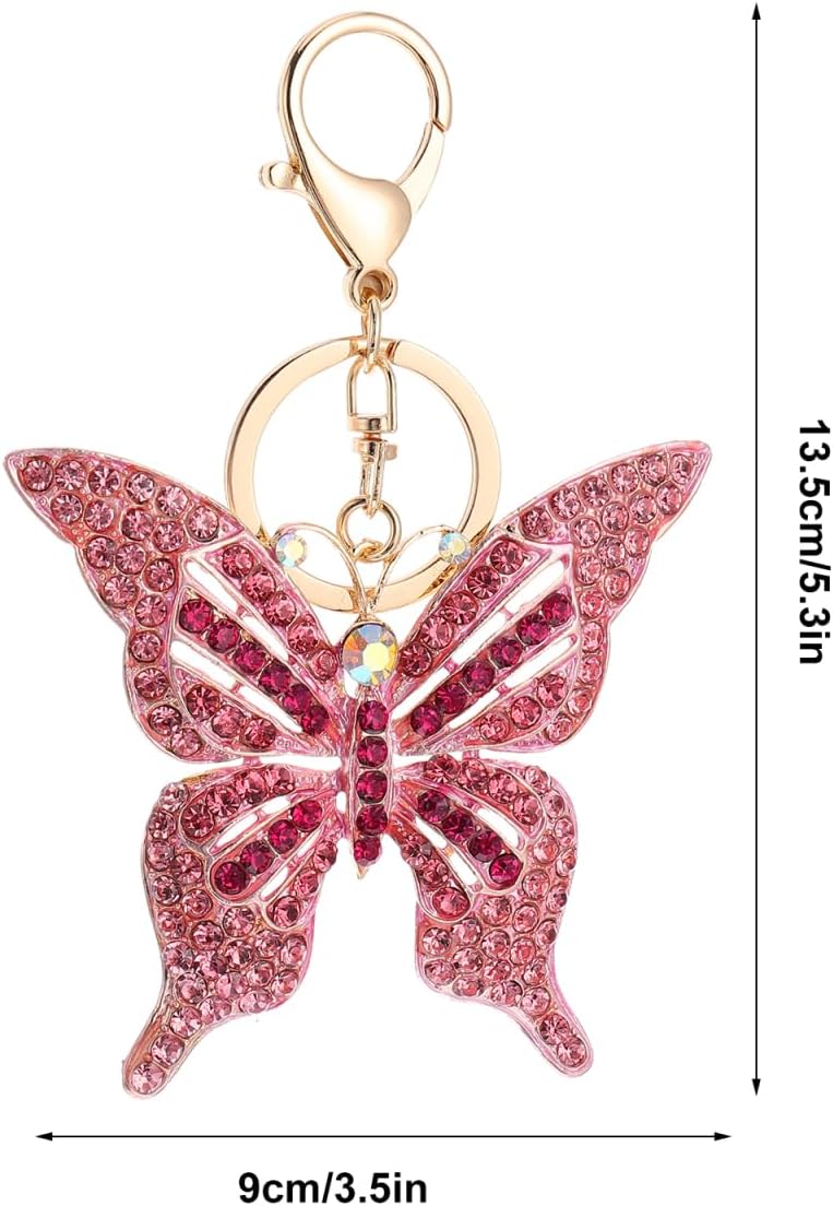 ABOOFAN Butterfly Keychain Purse Chain Charm 5.31" x 3.54" Sparkling Alloy Key Chain with Artificial Rhinestones Women Bag Decoration Accessory - Image 2
