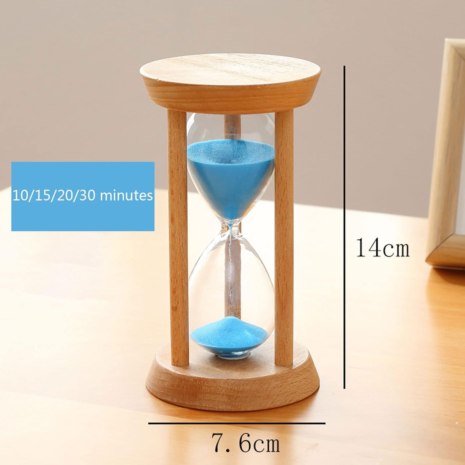 Hourglass Timer, Wooden Decorative Hourglass - Elegant Sand Timer for Living Room, Bedroom & Dining Room Decor(Red Sand,30 Minutes (14 * 7.6cm))