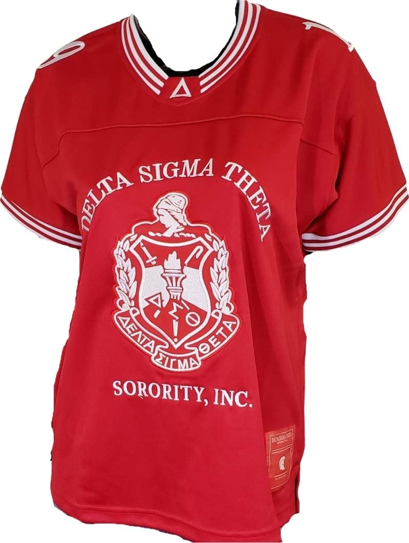 Buffalo Dallas Delta Sigma/Σ Theta Crest Football Jersey [Red - 3XL] - ID#31062