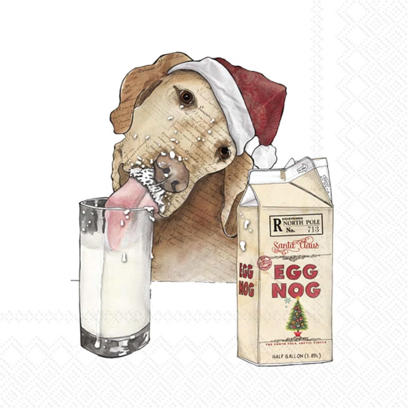 Ideal Home Range Boston International IHR 3-Ply Paper Napkin, 20-Count Cocktail Size, Christmas Dogs