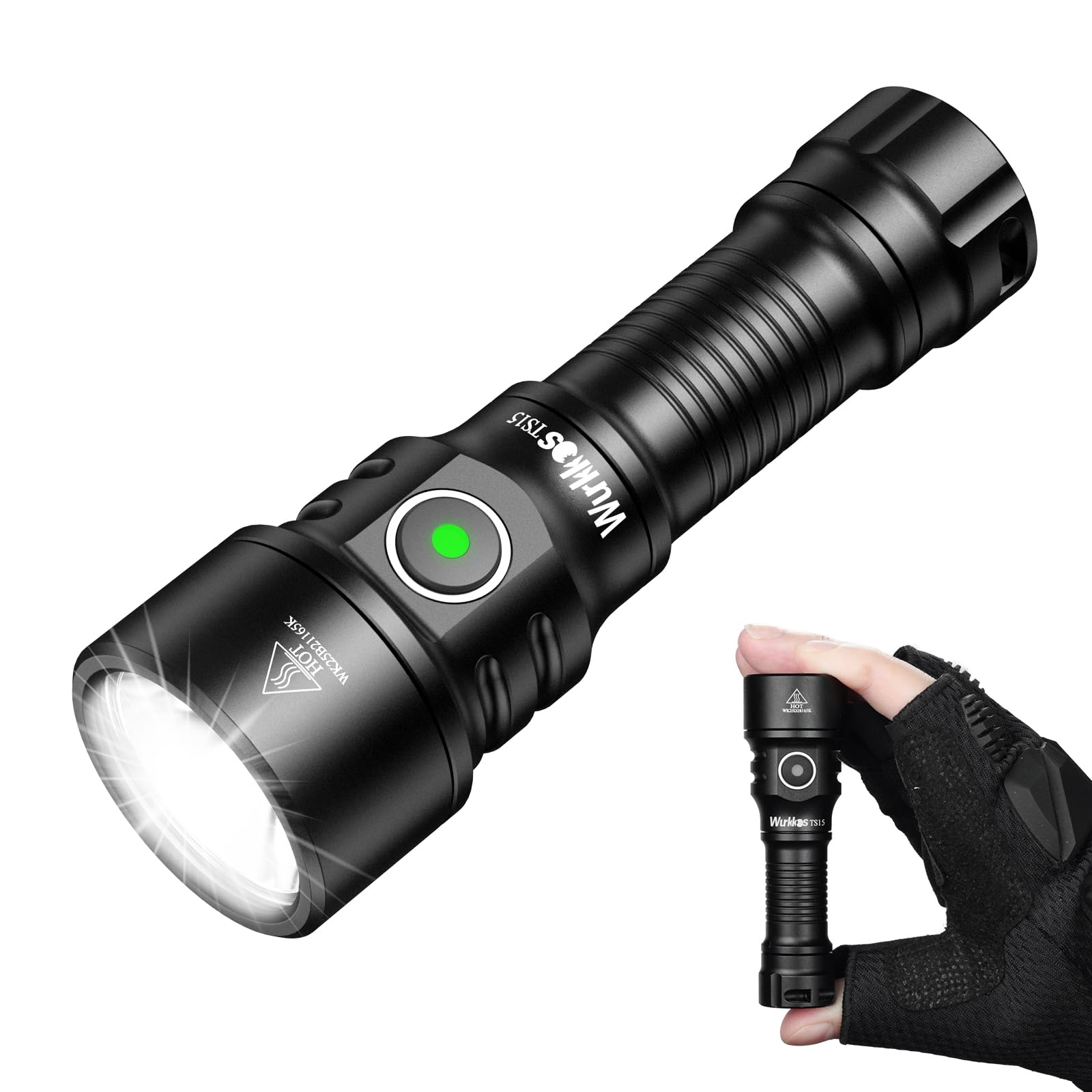 Wurkkos TS15 Mini AA Flashlight 900 Lumen, LED Rechargeable Flashlight with 401m Beam Distance, Compatible with AA Batteries, Compact & Bright Pocket